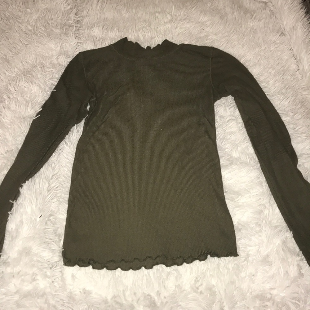 Olive green tight turtle neck